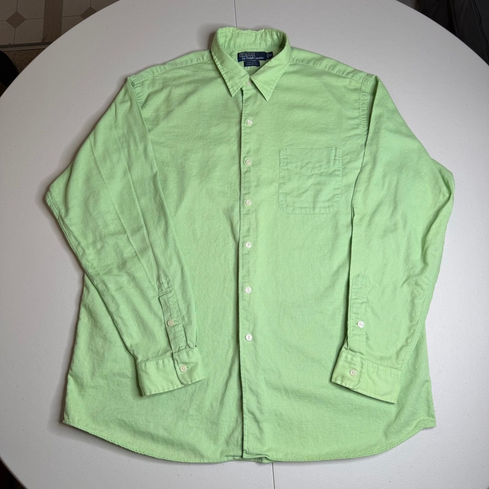 Polo Ralph Lauren Marlowe Mens XL Lime Green Cotton Button Down Long Sleeve